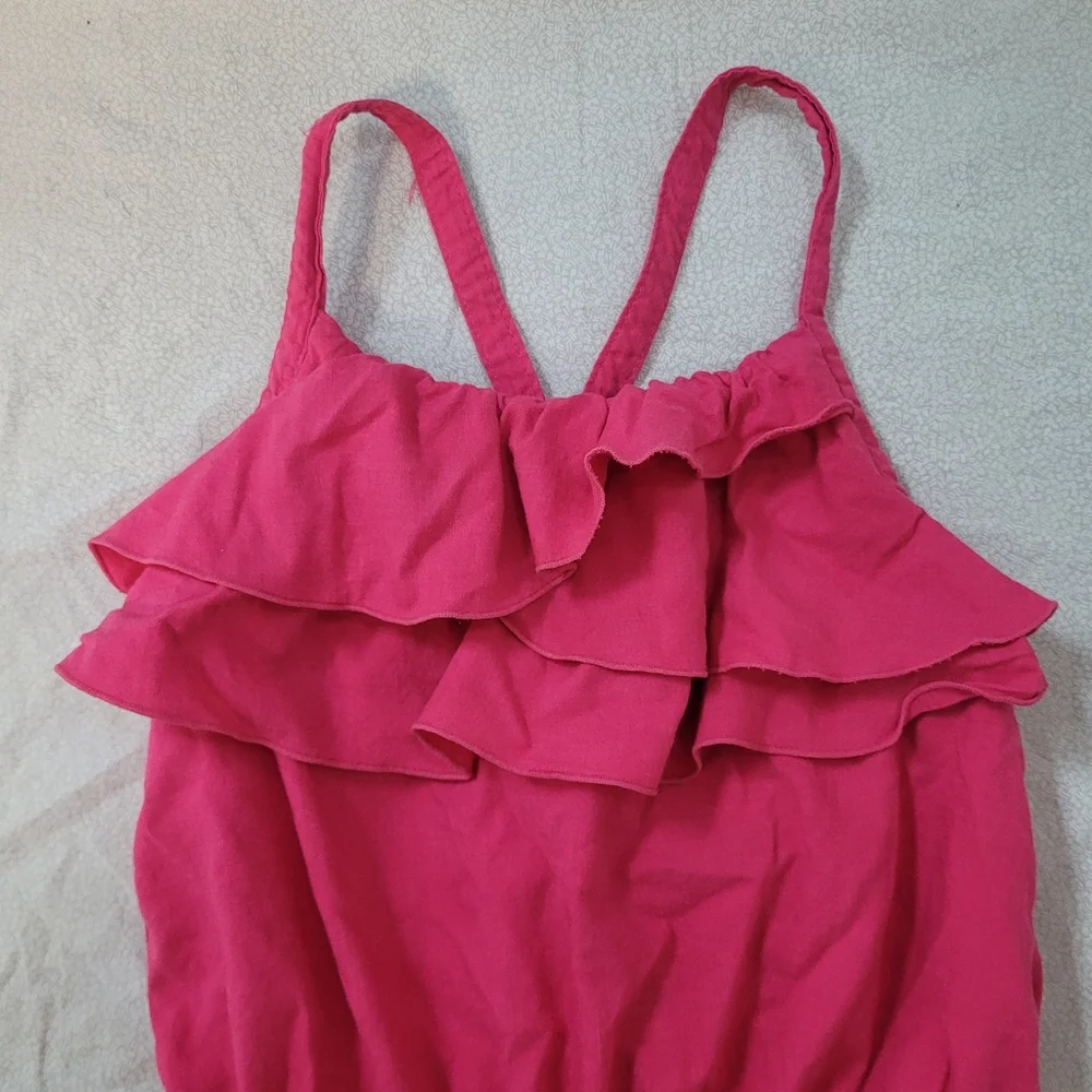 Cherokee Pink Ruffled Romper Jumpsuit, Girls 5t - Picture 4 of 8